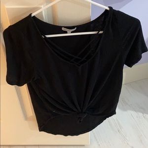 Criss cross neck shirt